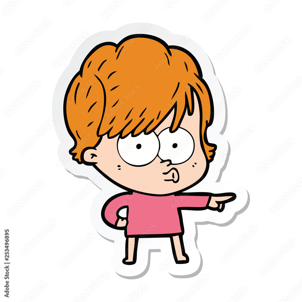 sticker of a cartoon woman sticker of a cartoon woman