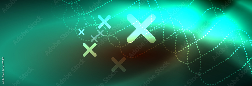 Neon glowing techno lines, hi-tech futuristic abstract background template with square shapes Neon glowing techno lines, hi-tech futuristic abstract background template with square shapes
