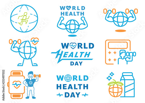 world health day graphic element with word design