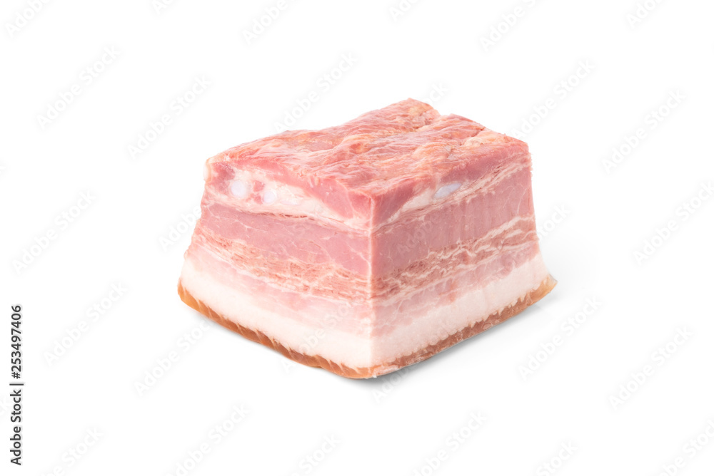 Smoked pork fat isolated on white background. Smoked pork fat isolated on white background.