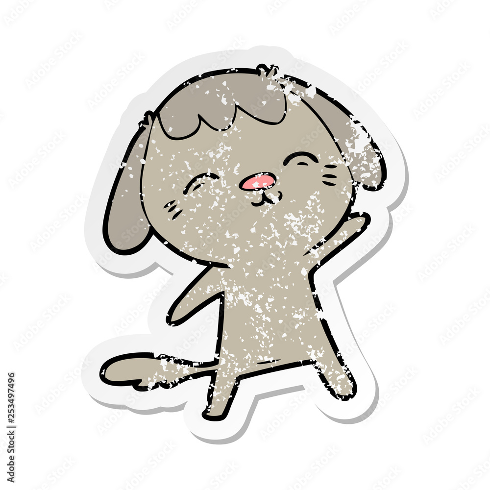Fototapeta premium distressed sticker of a happy cartoon dog