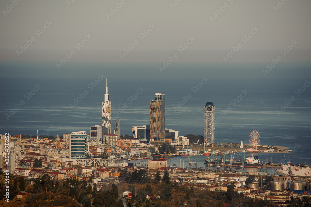 Georgeous city Batumi and sea from the hill