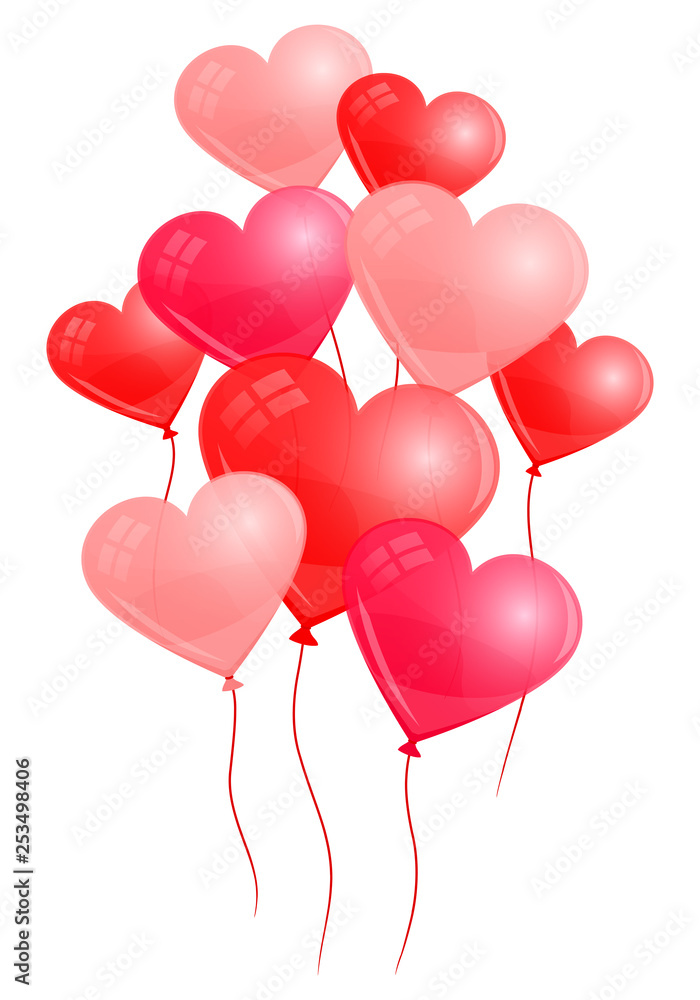 9 Luftballons Herzen Rottöne