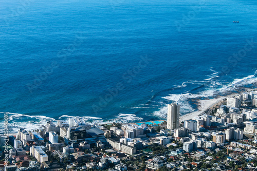 Aerial view of the shore of Sea Point in Cape Town, South Africa photo