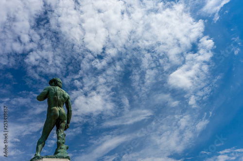 The statue of Michelangelo David at Piazzale Michelangelo (Michelangelo Square) in Florence, Italy