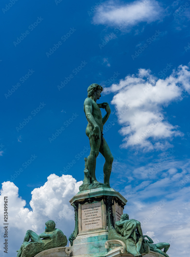 Fototapeta premium The statue of Michelangelo David at Piazzale Michelangelo (Michelangelo Square) in Florence, Italy