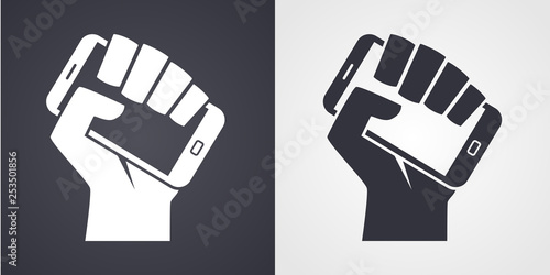 Hand smartphone digital revolution symbol icon