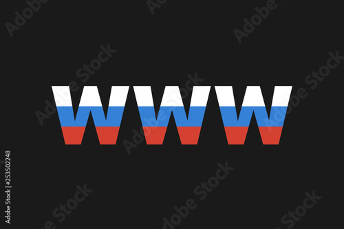 Russian internet - web communication and connection isolated in Russian. National technologic isolation in state and country. Vector illustration