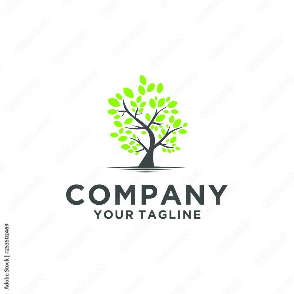 Obraz premium tree, logo, leaf, eco, ecology, icon, nature, natural, green, symbol, vector, illustration, plant, abstract, organic, environment, silhouette, design, sign, concept, graphic, background, garden, eleme