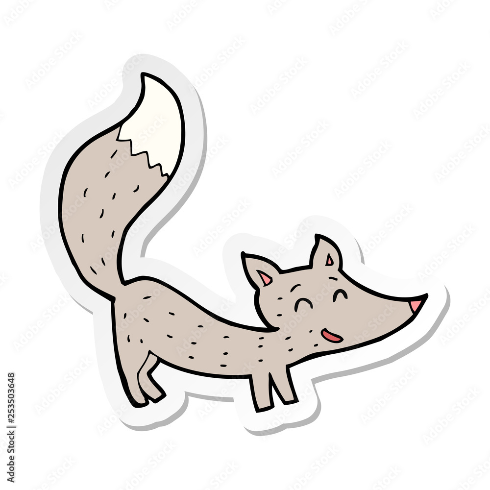 sticker of a cartoon little wolf sticker of a cartoon little wolf
