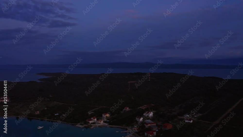 Beautiful landscape of a sunrise with the moon as opposed to the rising sun. Loviste Croatia. Aerial view panoramic shot Beautiful landscape of a sunrise with the moon as opposed to the rising sun. Loviste Croatia. Aerial view panoramic shot