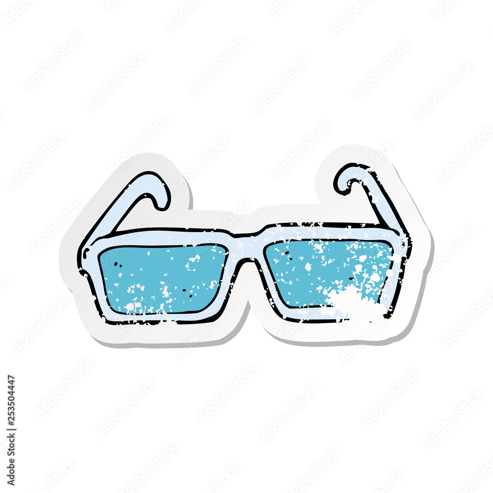 retro distressed sticker of a cartoon spectacles retro distressed sticker of a cartoon spectacles
