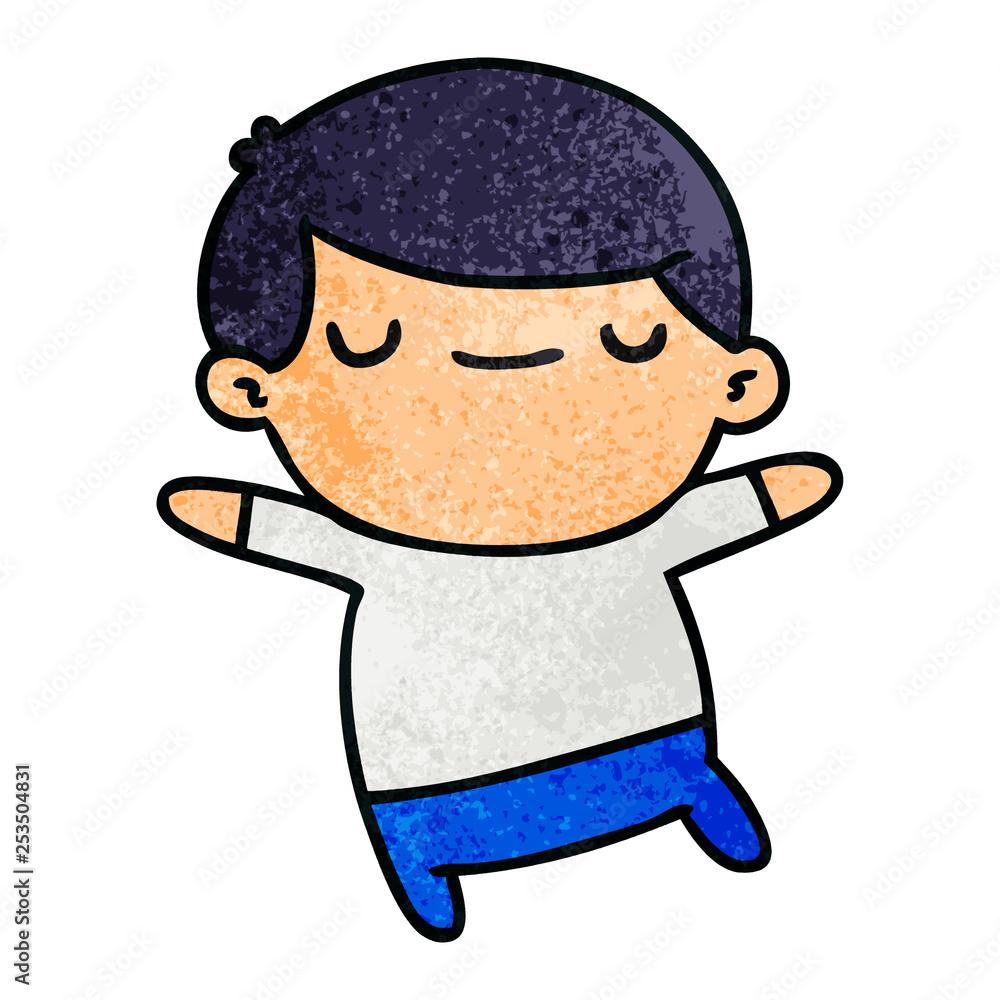 Fototapeta premium textured cartoon of kawaii cute older man