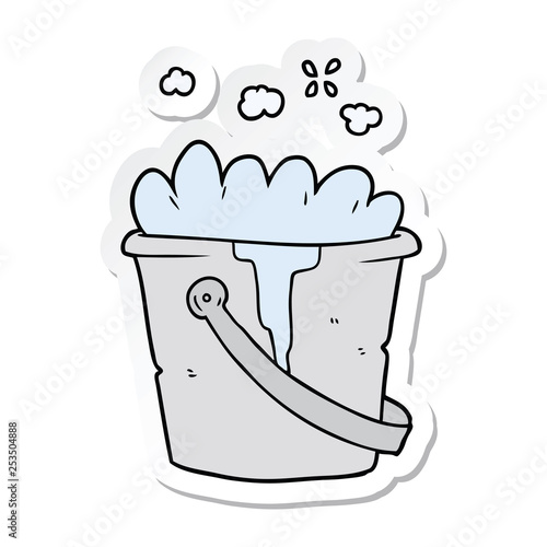 sticker of a cartoon bucket of soapy water