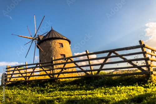 windmill sunset star colors cloud