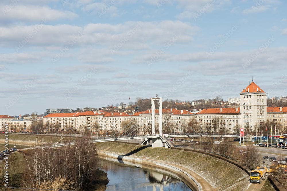 Panorama of the river and town of Kaunas from bridge