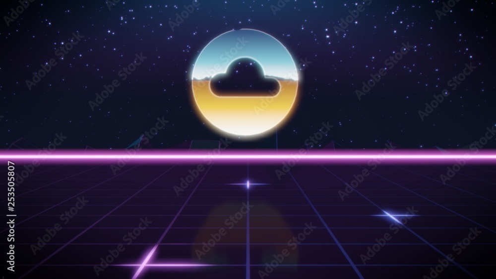 synthwave retro design icon of cloud synthwave retro design icon of cloud