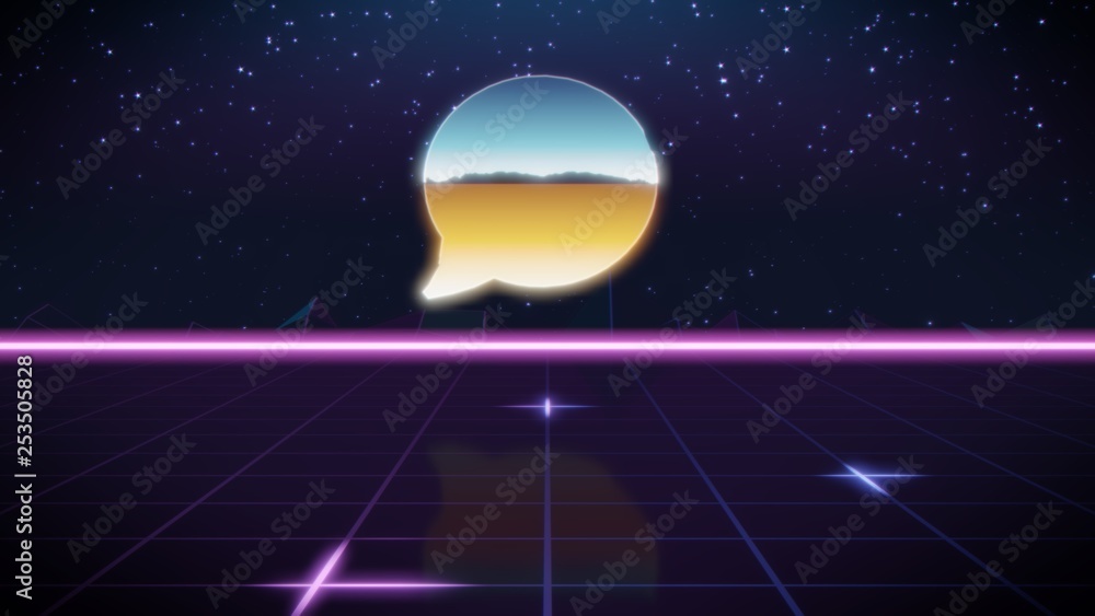 synthwave retro design icon of comment bubble synthwave retro design icon of comment bubble