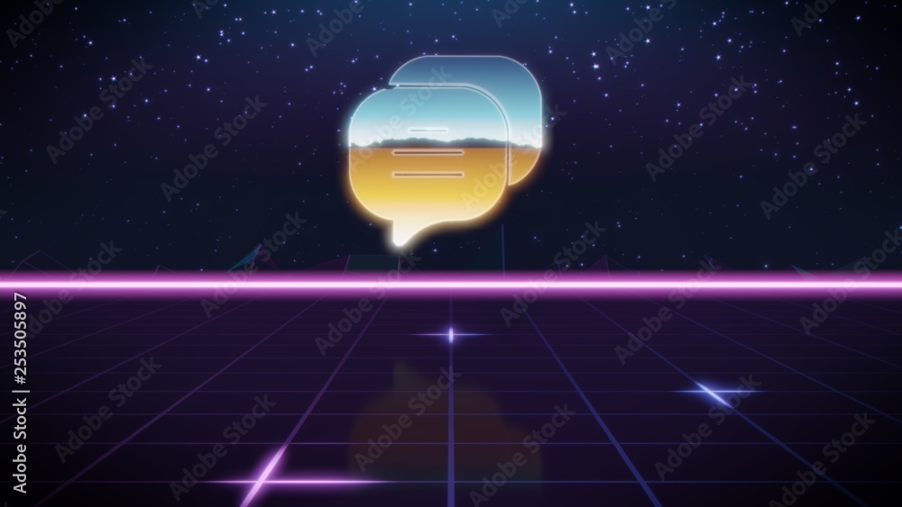 synthwave retro design icon of comment bubbles synthwave retro design icon of comment bubbles