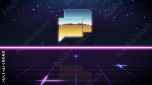 Vászonkép synthwave retro design icon of comment bubbles