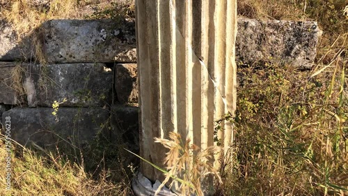 Marble column in ancient Magnesia (Aydin Province, Turkey).