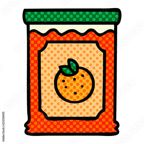 quirky comic book style cartoon jar of marmalade