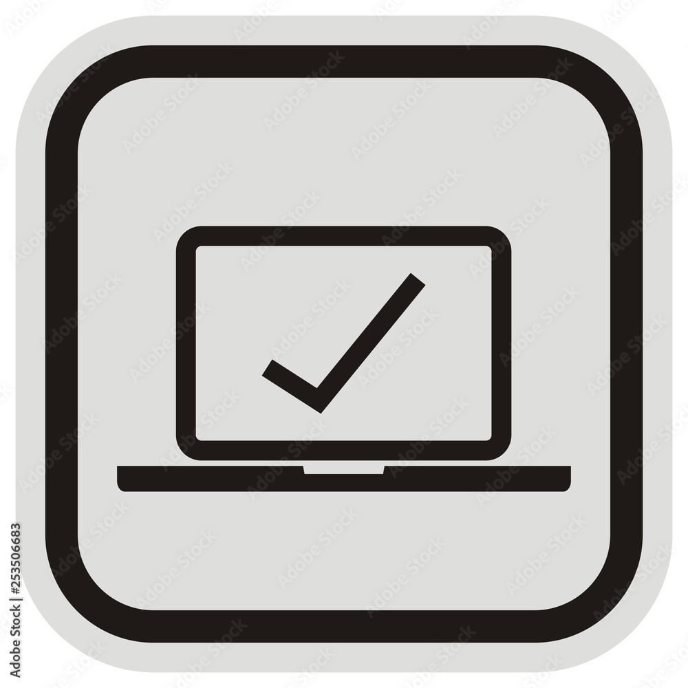 screen, black vector icon, isolated object at black and gray frame screen, black vector icon, isolated object at black and gray frame