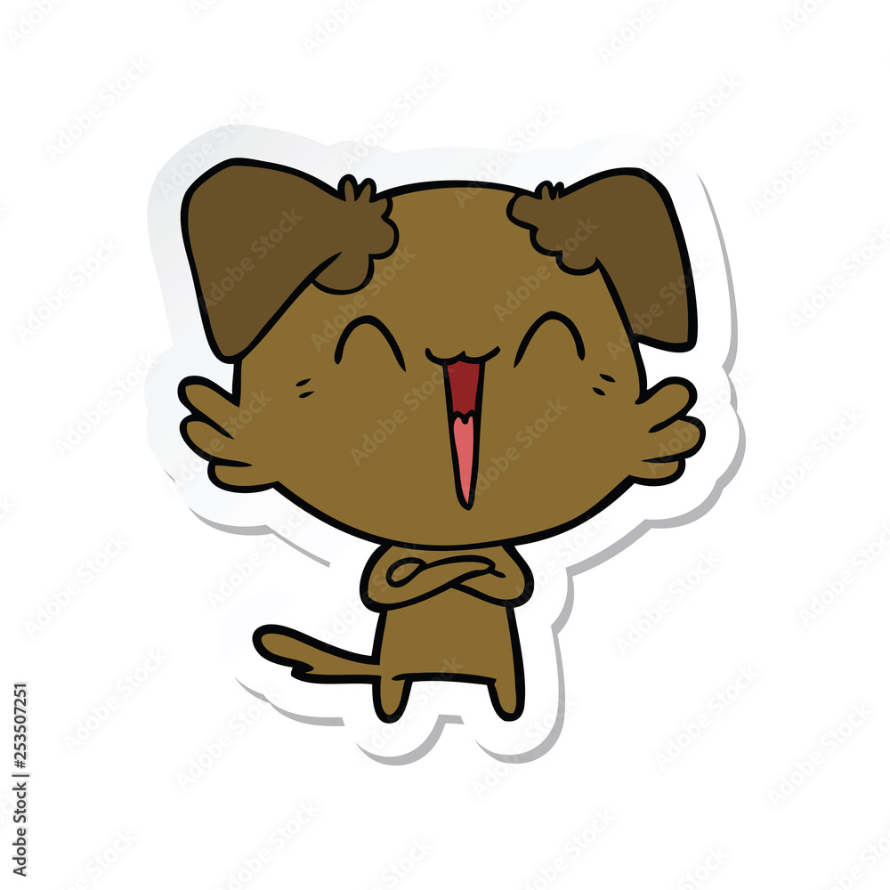 sticker of a happy little dog cartoon sticker of a happy little dog cartoon