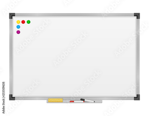 empty whiteboard magnetic marker for presentations training and education stock vector illustration