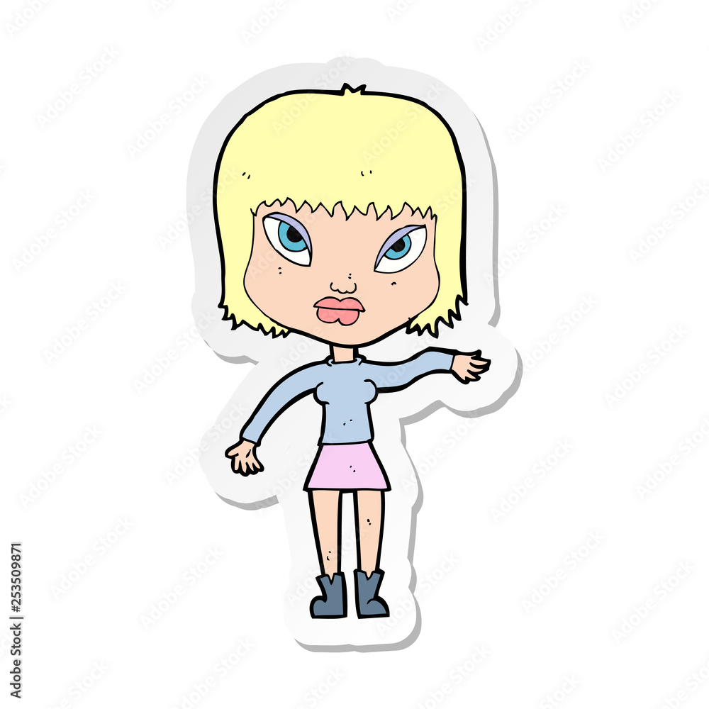 sticker of a cartoon woman making gesture sticker of a cartoon woman making gesture