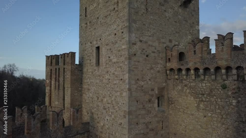 Drone aerial video of the entire ancien small village with the tower of Vigoleno in the Piacenza province in Italy. Drone aerial video of the entire ancien small village with the tower of Vigoleno in the Piacenza province in Italy.
