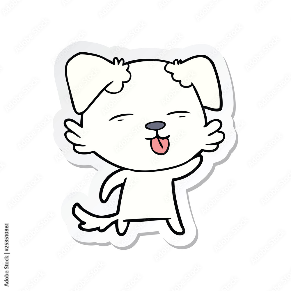 sticker of a cartoon dog sticking out tongue sticker of a cartoon dog sticking out tongue