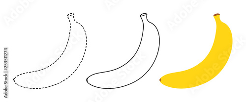 Fototapeta Banan do kolorowania i śledzenia linii gra edukacyjna dla dzieci