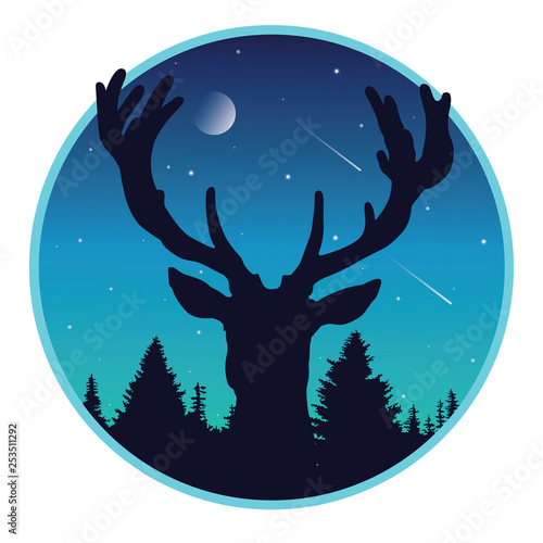 deer night round illustration