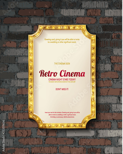 Gold frame with light bulbs