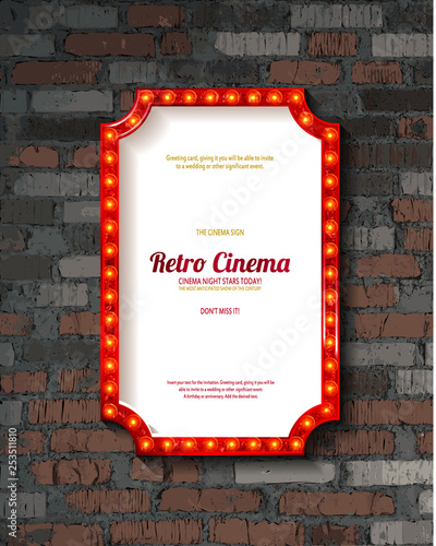 Red frame with light bulbs