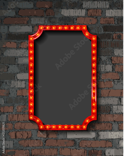 Red frame with light bulbs