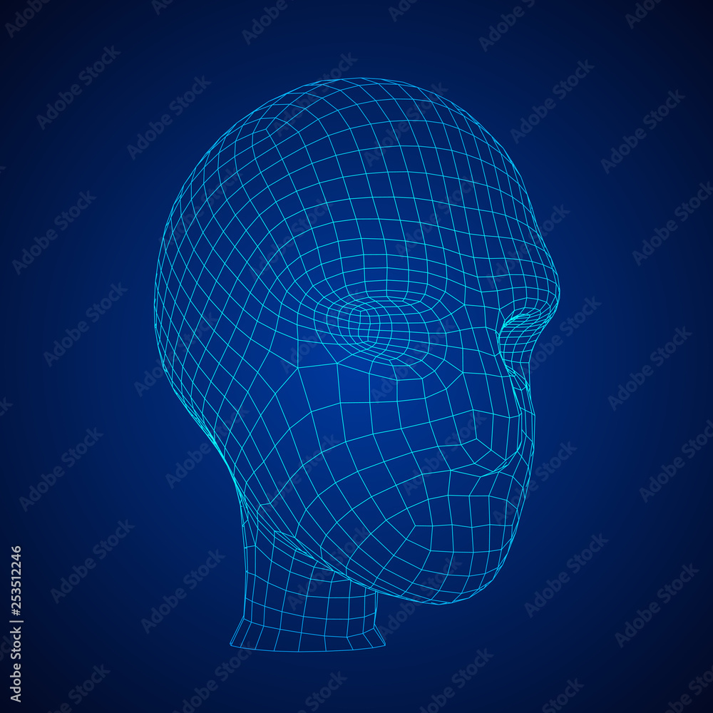 Human head medical scan. Model wireframe low poly mesh vector illustration Human head medical scan. Model wireframe low poly mesh vector illustration