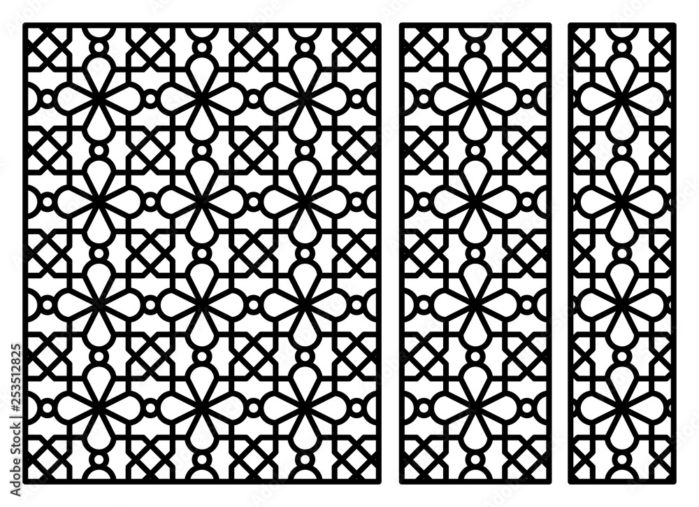 Decorative panel for laser cutting. Oriental geometric pattern. Vector ornament. Decorative panel for laser cutting. Oriental geometric pattern. Vector ornament.