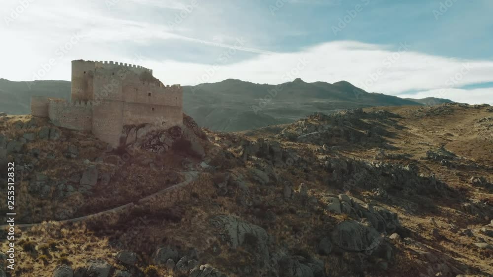 Castle in the hills of Spain. drone 4k Castle in the hills of Spain. drone 4k