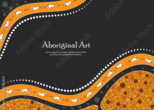 Aboriginal art vector banner with text.