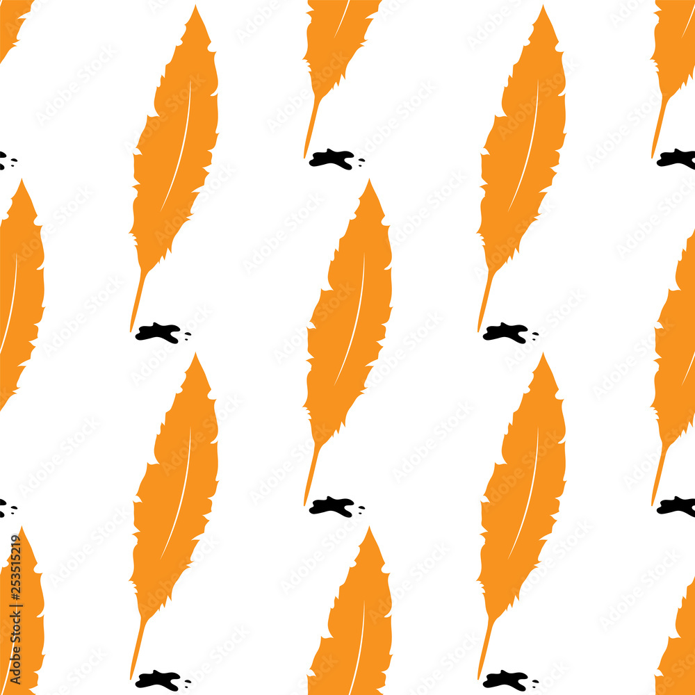 Feather. Ink Spot. Seamless Pattern. Vector illustration Feather. Ink Spot. Seamless Pattern. Vector illustration