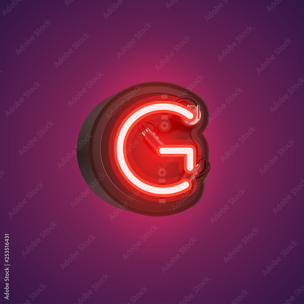 Realistic neon character from a set with console, vector illustration Realistic neon character from a set with console, vector illustration
