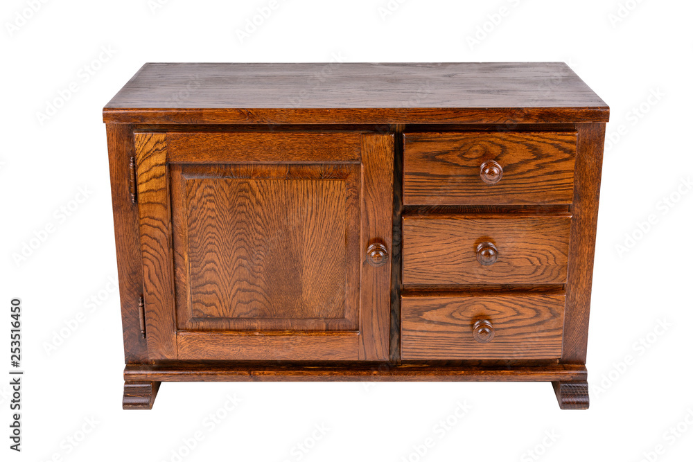 Old wooden dresser isolated on white background - image Old wooden dresser isolated on white background - image