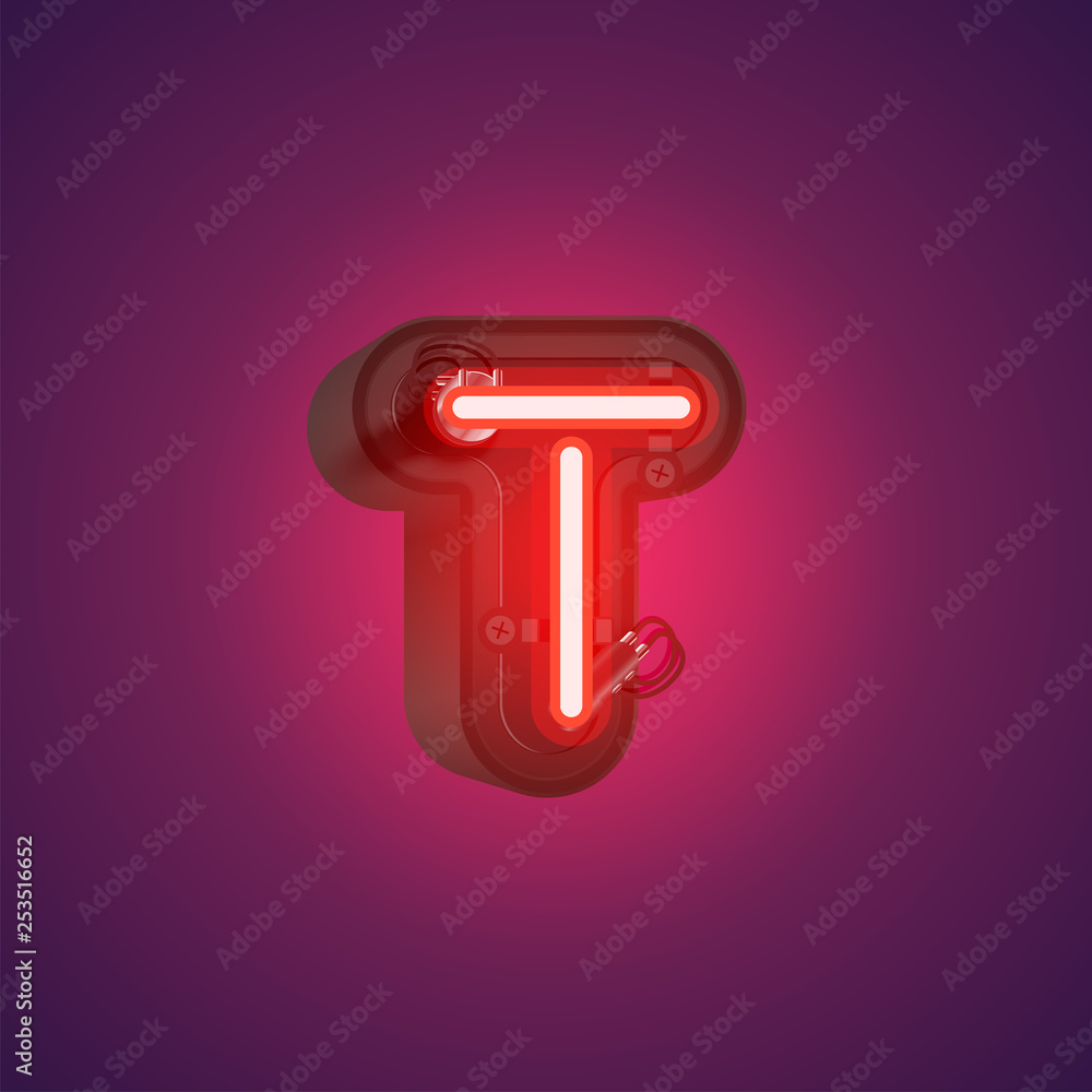 Realistic neon character from a set with console, vector illustration Realistic neon character from a set with console, vector illustration