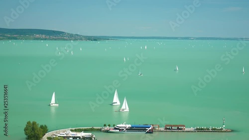 Summer landscape with sailing boats on lake Balaton of Hungary