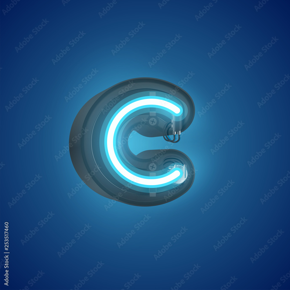 Realistic neon character from a set with console, vector illustration Realistic neon character from a set with console, vector illustration