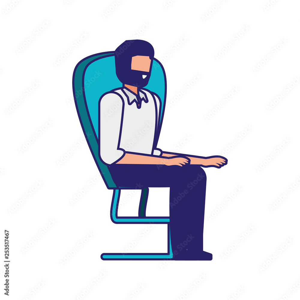 young man avatar with office chair