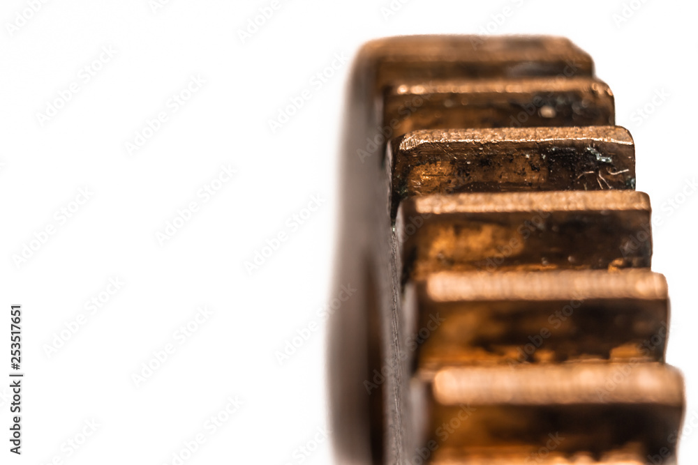 Old gears on white background Old gears on white background