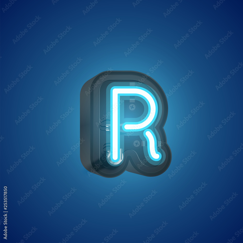 Realistic neon character from a set with console, vector illustration Realistic neon character from a set with console, vector illustration